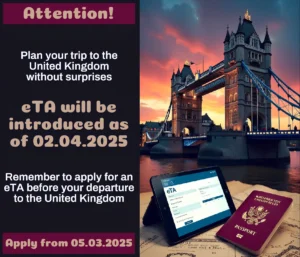 eTA for travelers to UK from 02.04.2025